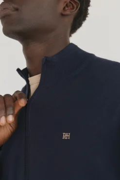 Pedro del Hierro Camisolas-Cardigã fino de algodão premium com fecho-éclair Azul