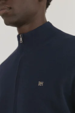 Pedro del Hierro Camisolas-Cardigã fino de algodão premium com fecho-éclair Azul