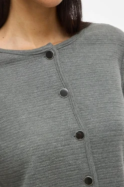 Vila Camisolas-Cardigan abotoado de algodão e viscose Cinzento