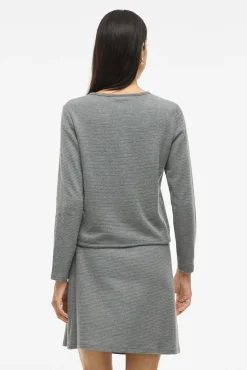 Vila Camisolas-Cardigan abotoado de algodão e viscose Cinzento