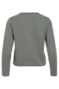 Vila Camisolas-Cardigan abotoado de algodão e viscose Cinzento