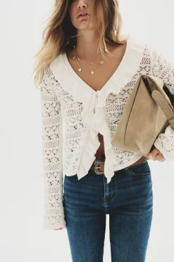 Springfield Camisolas-Cardigan com babados branco