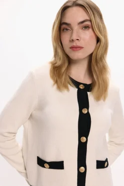 Vila Camisolas-Cardigan com botões dourados e viscose Branco