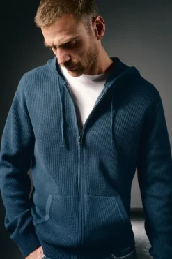 OOTO Camisolas-Cardigan com capuz e fecho-éclair Azul