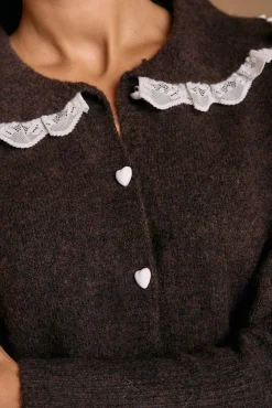 Polín Et Moi Camisolas-Cardigan com gola balinesa Castanho