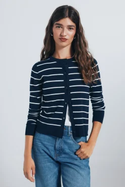 Springfield Camisolas-Cardigan com gola redonda e botões e viscose azul