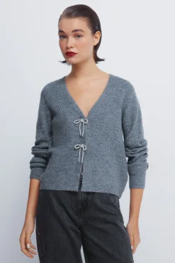 Springfield Camisolas-Cardigan com laços brilhantes cinzento