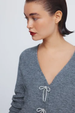 Springfield Camisolas-Cardigan com laços brilhantes cinzento