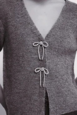 Springfield Camisolas-Cardigan com laços brilhantes cinzento