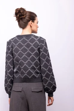 Object Camisolas-Cardigan com malha diamante Cinzento
