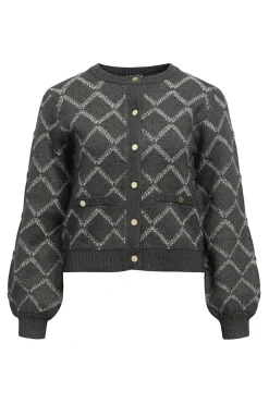 Object Camisolas-Cardigan com malha diamante Cinzento