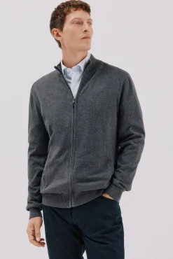 Cortefiel Camisolas-Cardigan de algodão e cashmere Cinzento