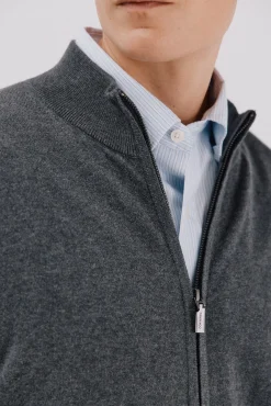 Cortefiel Camisolas-Cardigan de algodão e cashmere Cinzento