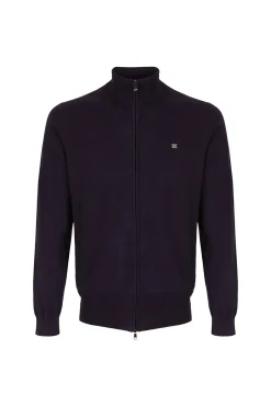 Pedro del Hierro Camisolas-Cardigan de algodão premium para o Natal com fecho de fecho-éclair Azul