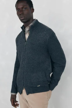 Pedro del Hierro Camisolas-Cardigan de algodão premium para o Natal com fecho de fecho-éclair Cizento