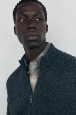 Pedro del Hierro Camisolas-Cardigan de algodão premium para o Natal com fecho de fecho-éclair Cizento