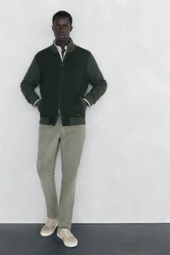 Pedro del Hierro Camisolas-Cardigan de algodão premium para o Natal com fecho de fecho-éclair Verde