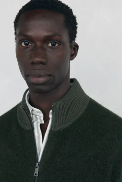 Pedro del Hierro Camisolas-Cardigan de algodão premium para o Natal com fecho de fecho-éclair Verde