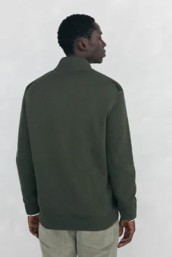 Pedro del Hierro Camisolas-Cardigan de algodão premium para o Natal com fecho de fecho-éclair Verde