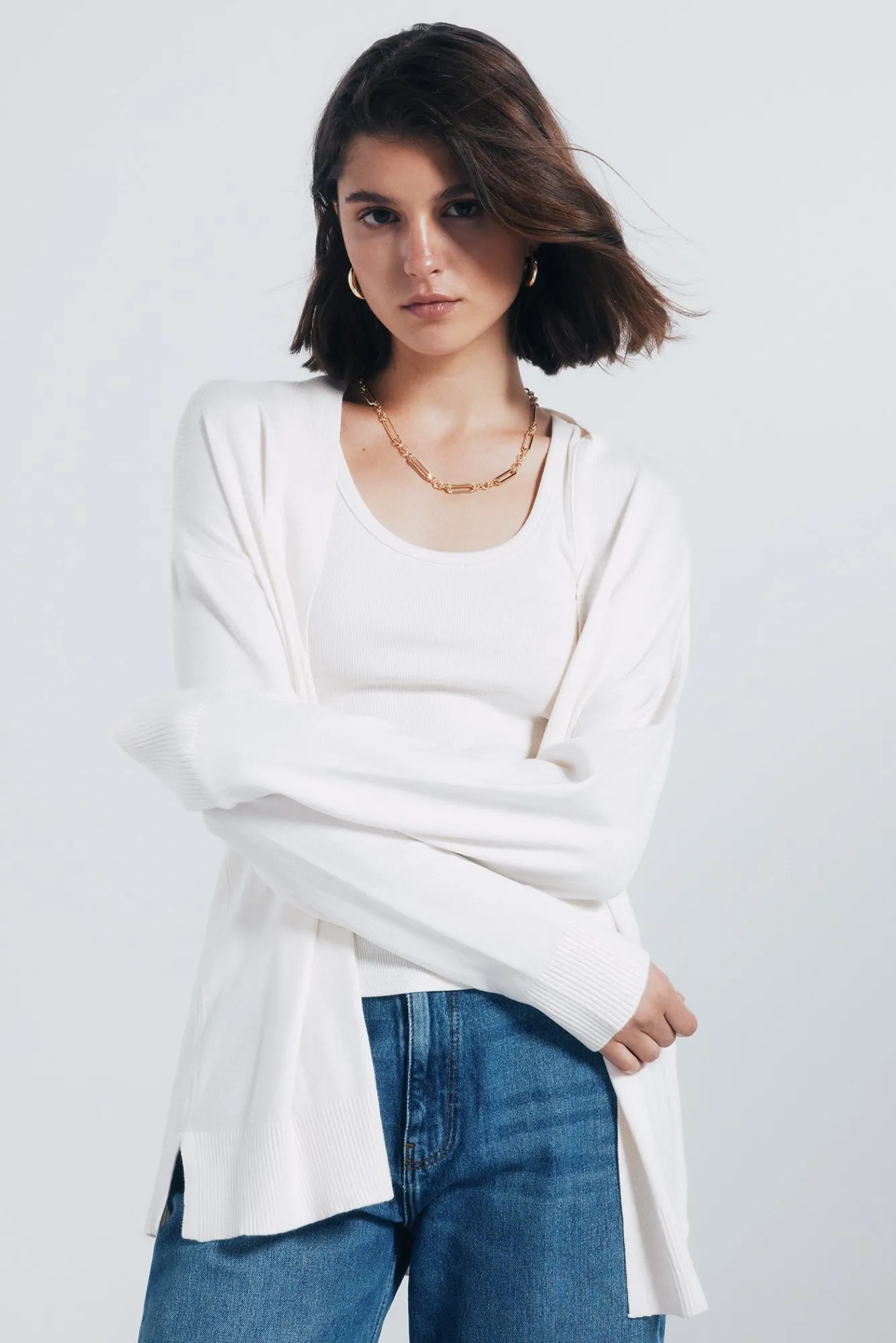 Springfield Camisolas-Cardigan leve aberto vison