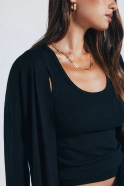 Springfield Camisolas-Cardigan leve aberto preto