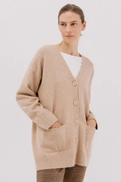 Cortefiel Camisolas-Cardigan longo com bolsos Tostado