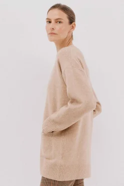 Cortefiel Camisolas-Cardigan longo com bolsos Tostado