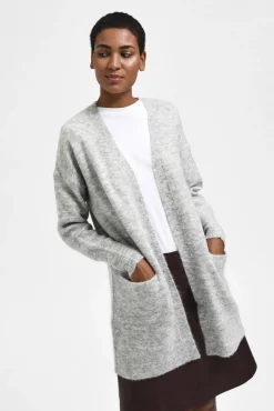 Selected Casacos|Camisolas-Cardigan longo de alpaca Cinzento