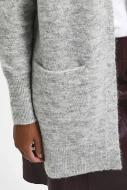 Selected Casacos|Camisolas-Cardigan longo de alpaca Cinzento