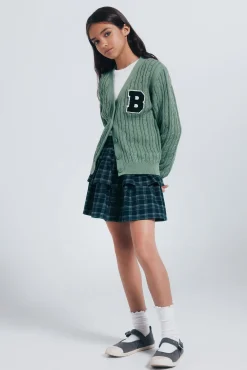 Springfield Kids Malhas|Casacos-Cardigan universitário feminino verde