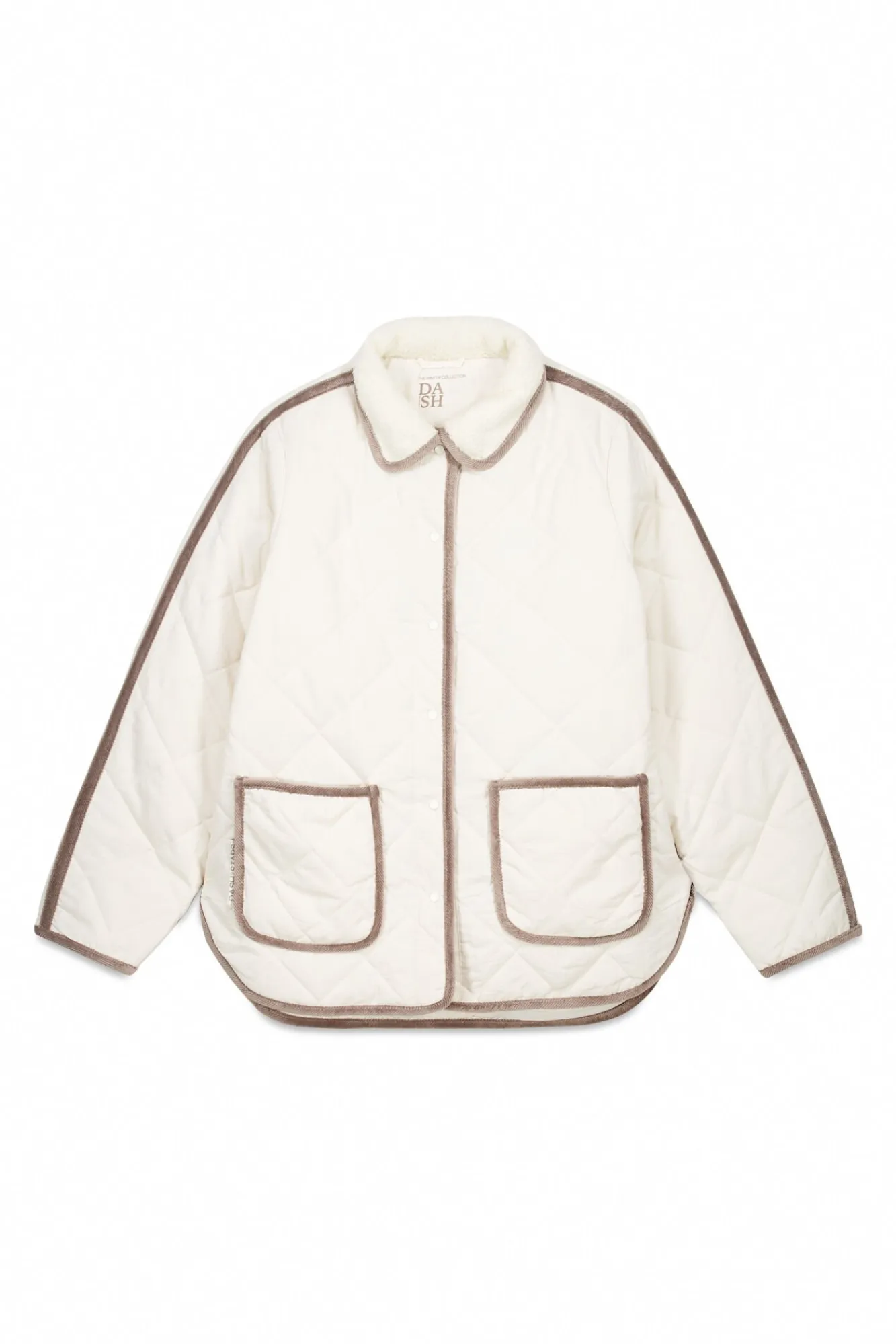 Dash and Stars Sobretudos-Casaco acolchoada bege com losangos beige