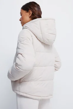 Springfield Sobretudos-Casaco acolchoada com capuz em poliéster reciclado branco