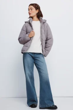 Springfield Sobretudos-Casaco acolchoada com capuz em poliéster reciclado Caqui escuro