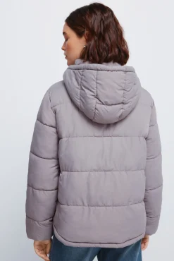 Springfield Sobretudos-Casaco acolchoada com capuz em poliéster reciclado Caqui escuro