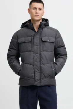 Jack & Jones Casacos-Casaco acolchoada com capuz cinzento