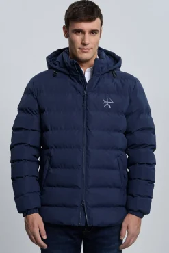 Valecuatro Casacos-Casaco acolchoada com relevo marinho Azul