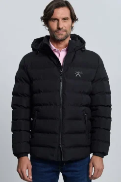 Valecuatro Casacos-Casaco acolchoada preta com relevo Preto