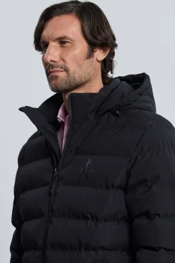 Valecuatro Casacos-Casaco acolchoada preta com relevo Preto