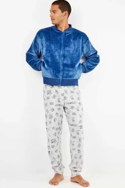 Gisela Casacos-Casaco bomber masculina de pelúcia azul