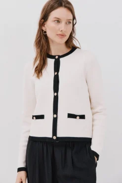 Cortefiel Camisolas-Casaco básico de malha Ecru