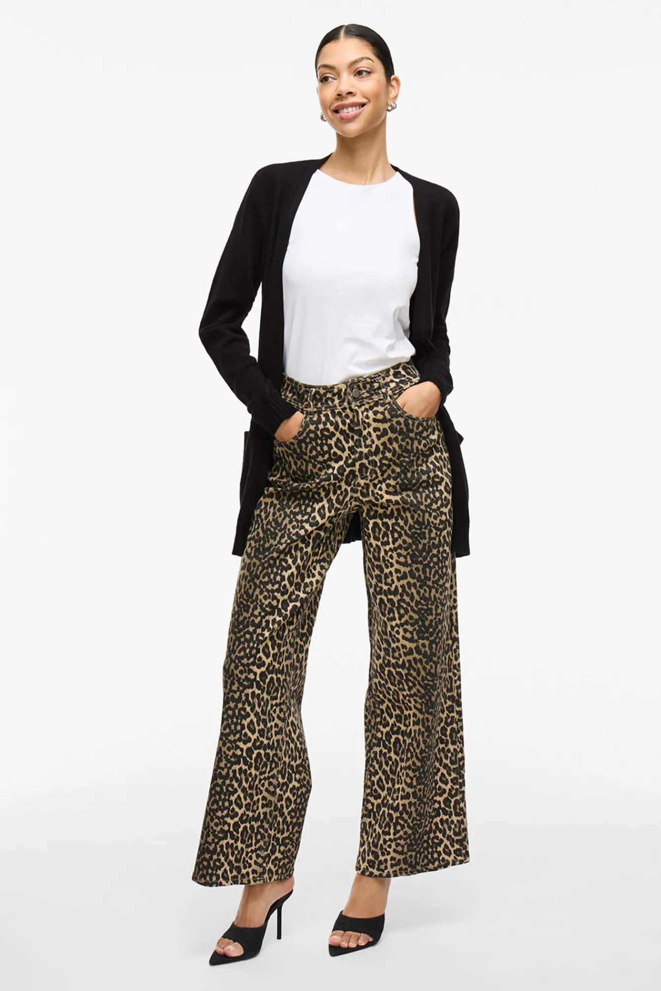 Vila Camisolas-Casaco cardigan de malha Preto