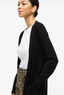 Vila Camisolas-Casaco cardigan de malha Preto