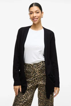 Vila Camisolas-Casaco cardigan de malha Preto