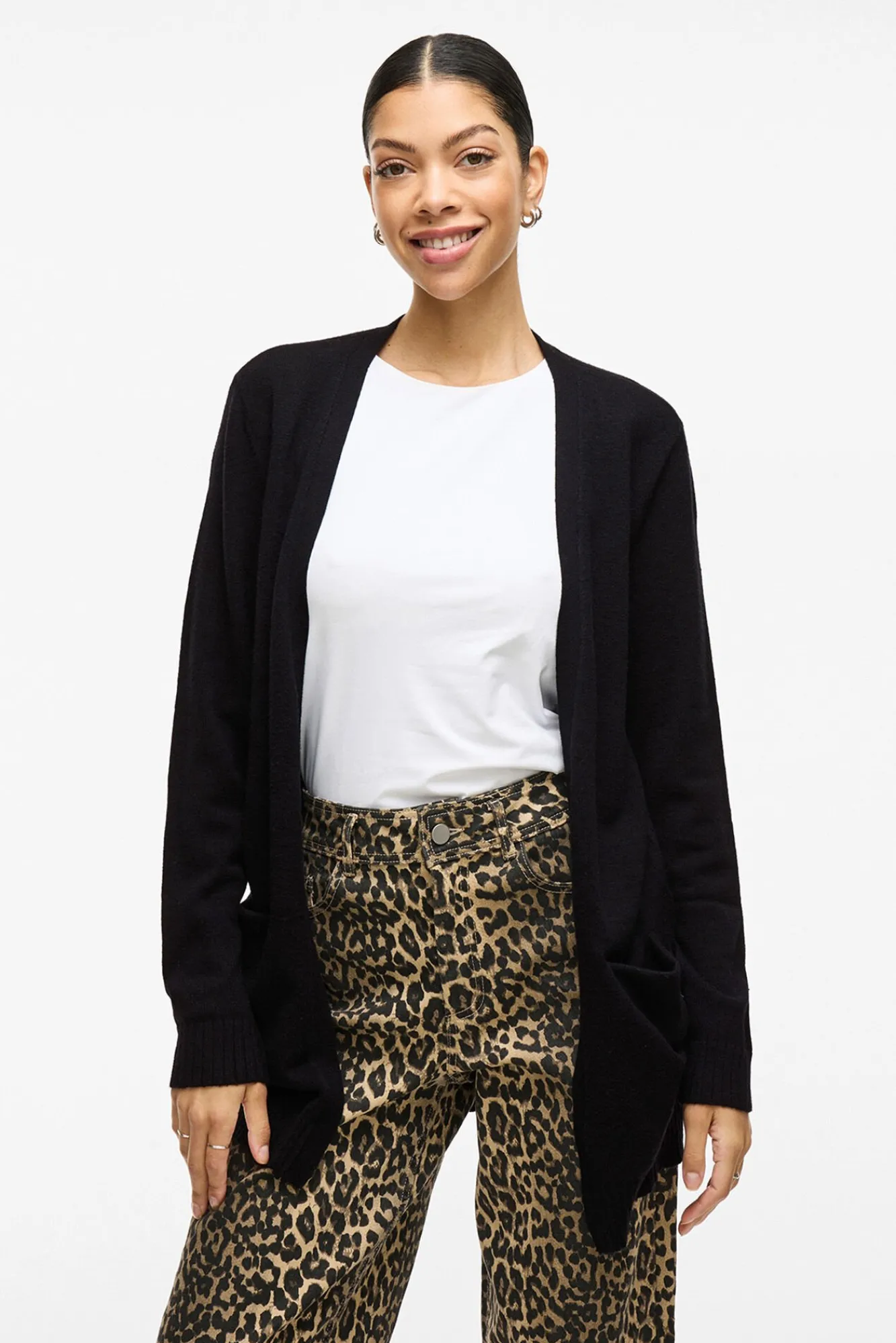 Vila Camisolas-Casaco cardigan de malha Preto