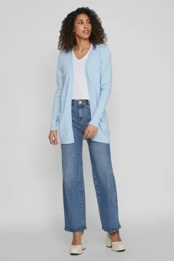 Vila Camisolas-Casaco cardigan de malha Azul