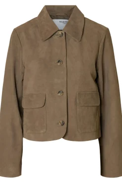 Selected Sobretudos|Casacos-Casaco com bolsos frontais Castanho