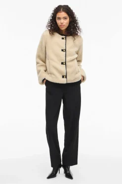 Vila Sobretudos|Casacos-Casaco com efeito borrego de sobretudo Tostado