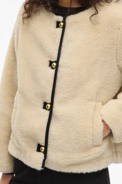 Vila Sobretudos|Casacos-Casaco com efeito borrego de sobretudo Tostado