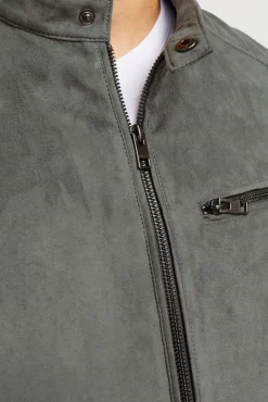 Jack & Jones Casacos-Casaco com efeito de couro cinzento