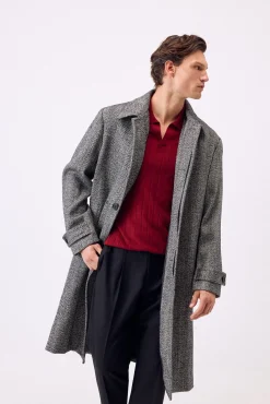 Pedro del Hierro Sobretudos-Casaco com espiga de gola camiseira Sobretudo Preto